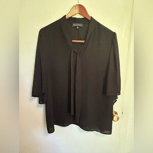 Eloquii Butterfly Sleeve Blouse Top Womens Plus 18W Sheer Black Chiffon Tie Neck